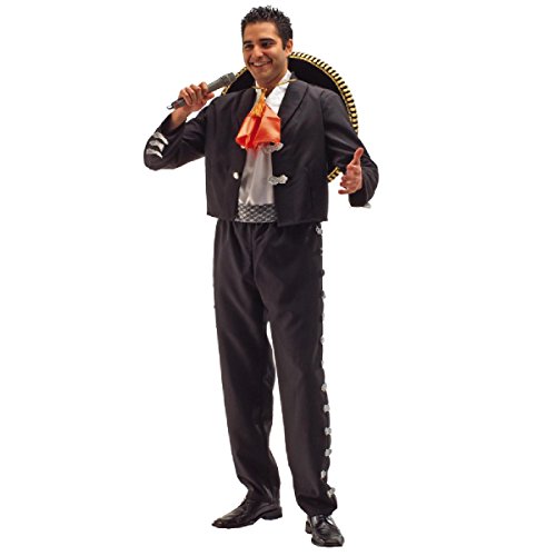 El Rey del Carnaval - Disfraz de mariachi mexicano negro talla única