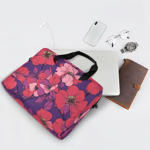 Maletín rojo con patrón de flores para laptop 13-15.6" miniatura 7