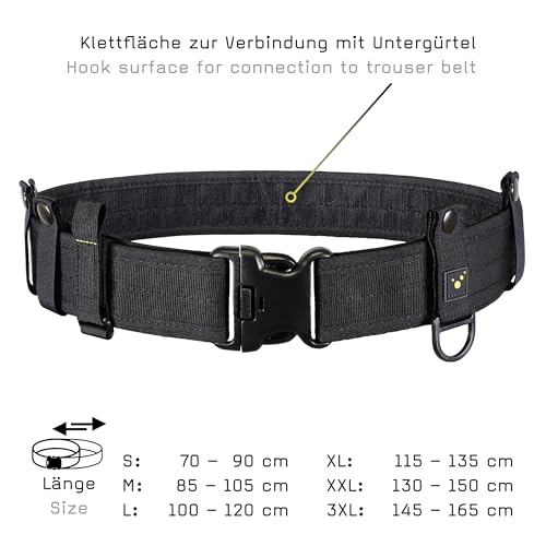 tee-uu BLACK Rettungsdienstkoppel | Komplett-Set inkl. INNER Untergürtel und BELT KEEPER Set | Größen S-3XL | M (Hüftumfang 85-105cm)