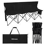G GOOD GAIN Portable Soccer Bench - Team Bench Soccer 4 Seats with Bag, Sideline Folding Bench, Folded Chair Seating 4 for Football Camp Outdoor Sport Events, Team Chairs for Adults, Black