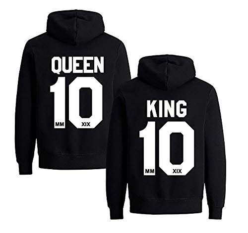Pareja King & Queen Sudaderas con Capucha Manga Larga Encapuchado Jersey Pull-Over...