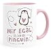 SpecialMe®, tazza da caffè con scritta in lingua inglese "Mir egal ich bin ein pinguino", tazza in ceramica rosa