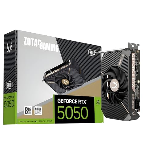 ZOTAC Placa de vídeo Solo GeForce RTX 5050 para jogos - Preto | 8 GB | DLSS 4 | GDDR6 | 128 bits | Ventilador duplo | 2560 núcleos CUDA | ZT-B50500H-10M