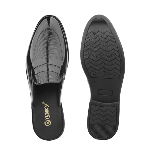 Image of BXXY Men's Office & Outdoor Wear Slip On Loafers and Casual Mules for Men with Embossed Patent Leather Material and Anti-Skid TPR Sole.