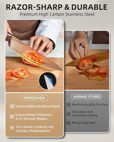 2025 Knife Set 15 Pcs Japanese High Carbon Stainless Steel Kitchen Knife Sets with Block & Sharpener, Premium Razor-Sharp Black Knives Block Set for Kitchen, Ergonomic Full-Tang Handle - Image 3