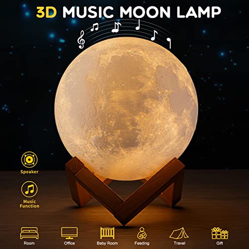 Moon Lamp Galaxy Night Light For Kids, 16 Colors With Stand & Remote & Touch Control & Usb Rechargeable Brightness & Bluetooth Speaker, 3D Printed Lunar Lamp Birthday Gift For Baby Bedroom #TOP4