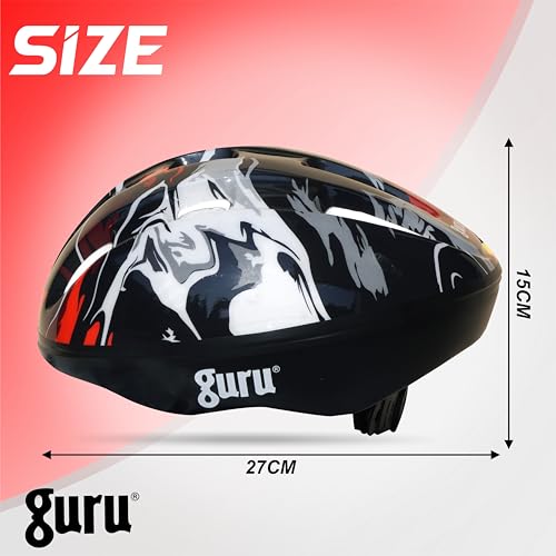 Image of GURU Cycling Helmet, Light Weight with Superior Ventilation, Helmet for Mountain, Road Bike & Skating Helmet with Premium White EPS Foam Lining, Ideal for Adults and Kids
