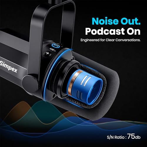 Image of Simpex (SDM-003 USB /XLR Dynamic Microphone for Podcasting, Gaming, Streaming, Recording, Focused Recording Pure Sound no Noise