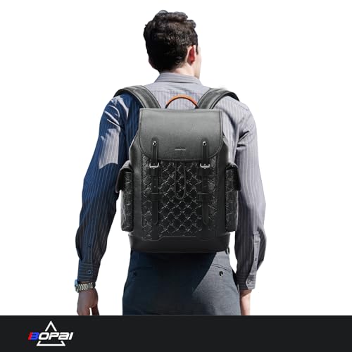 BOPai Genuine Leather Backpack 15,6 inch Laptop Bag for Men Business Computer Backpack Casual Daypack4