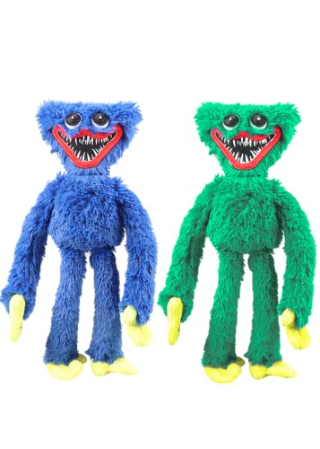 Heflashor Poppy Playtime Huggy Wuggy Peluche de peluche Playtime Felpa Realista Lindo Salchicha Monstruo Horror Muñeca rellena Suave Juego de Horror Muñeca Rodante (40 cm, Azul+Verde) Cover