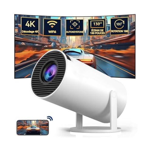 TEKXDD Videoprojecteur Portable 4K, Projecteur 1080P HD avec Rotation 180° | Vidéoprojecteur Portable avec Correction Trapézoïdale Auto, Vidéoprojecteur Home Cinéma et Bureau,Compact