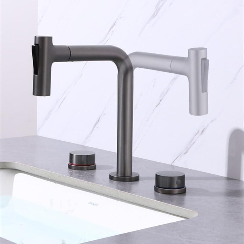 Robinet de lavabo noir de style répandu pour eau chaude et froide