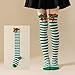 Womens Striped Knee High Socks Fashion Color Striped Hallowee Cosplay Stockings Christmas Scene Clothing