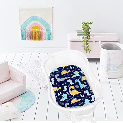 Amrose Premium Cotton Bassinet Sheets, Fit For Halo Bassinest Swivel Sleeper, 2 Pack Hourglass Bassinet Mattress Sheet Set For Baby Boys, Soft Breathable Safe, Dinosaur & Stars #TOP2