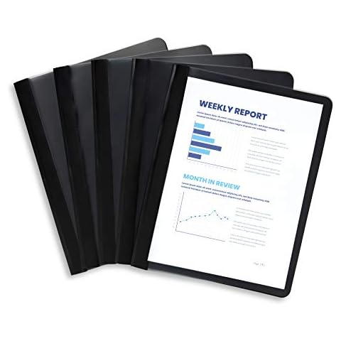 Blue Summit Supplies 25 Black Plastic Report Covers with Prongs, Black 3 Prong Clear Front Report Cover for Presentation, Document, and School Use, 0.42mm PP Plastic, Bulk 25 Pack Cover