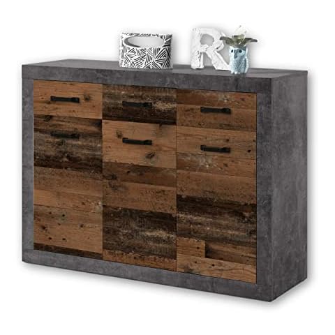 Stella Trading INDIANA Vintage Sideboard in Old Wood Optik Cover