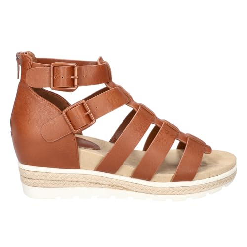 Sandales compensées pour femme Simone en coloris cognac taille 38