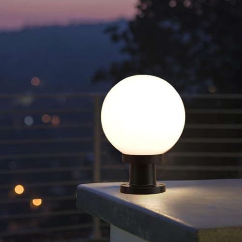 Mkichi E27 Sockelleuchte Außen Wegeleuchten,IP54 Wasserdicht Gartenlampe Schwarz Garten Pollerleuchte,Modern Acryl Kugel Außenleuchte Laterne...