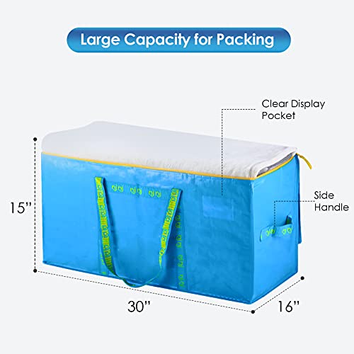 8Pack Extra Large Heavy Duty Moving Bags,Storage Bags with Handles for Packing Large Totes,Waterproof Oversized Organizers,Reinforced Puncture Resistance and Strong Zipper Pulls,Alternative Moving Box - Thumbnail 2