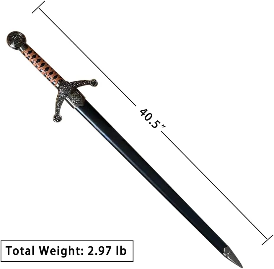 40.5" Celtic European Medieval Knight Sword with Scabbard for Cosplay, Collection