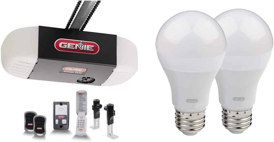 Genie Chain Drive 550 Garage Door Opener + Genie LED Garage Door Opener Light Bulb (2 Pack)