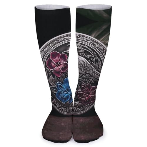 FZQVSGW Pack of 5 Women Socks Men Crew Athletic Socks Hibiscus And Ivy Moisture Control Crew Socks