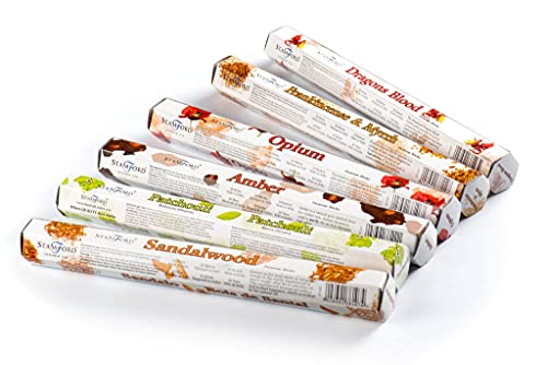 Stamford Premium Floral Hex Range Sticks-Relaxing, Stress Relief, Meditation, Refreshing, Sensuality & Energising Incense Gift Pack