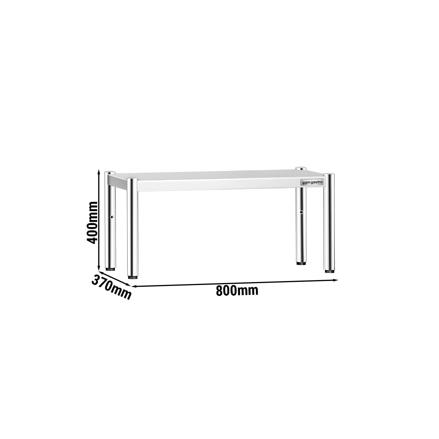 GGM Gastro | AB1K84 | Aufsatzbord Edelstahl - 1 Etage - 800x370mm - höhenverstellbar