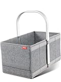 achilles Einkaufskorb - praktischer Tragekorb zum Einkaufen - klappbare Einkaufsbox mit Alu-Griff - platzsparende Box Kofferraum - (Grau)