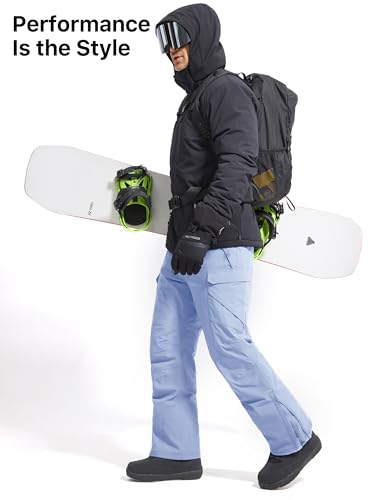 FREE SOLDIER Men\'s Waterproof Snow Insulated Pants Winter Skiing Snowboarding Pants with Zipper Pockets (Periwinkle Blue Large(38-40)/30L) - Thumbnail 7