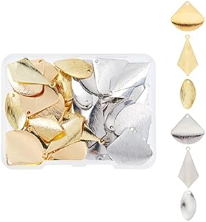 SUPERFINDINGS 48Pcs 6 Styles Brass Pendants Charms Real 24K Gold Plated Brass Blank Charms Triangle Oval Square Fan Blank Stamping Tag Pendants for Bracelet Necklace Jewelry DIY Craft Making