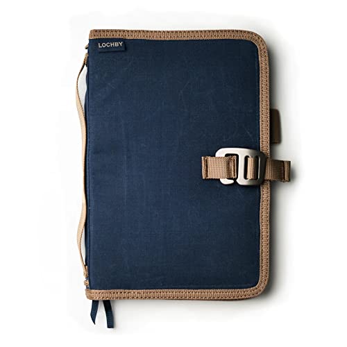 Lochby Field Journal, Planner, Sketchbook - Waxed Canvas - Water Resistant Cover - Stout Pen Loop - Multiple Pockets, Colors & Refill Options - Stylish & Durable For Journaling And Writing - For Men / Women - 6.75” X 9.75” X 1” - (Navy) #TOP4