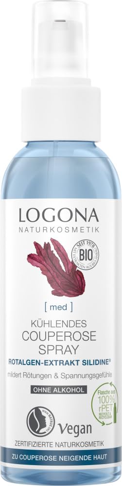 LOGONA Spray rinfrescante biologico per la pelle incline a couperose con esclusivo principio attivo Silidine®, raffredda e allevia le sensazioni di tensione, senza alcool, naturale e vegano, 125 ml