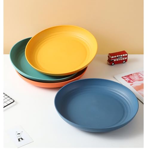 Image of Wheat Straw Dinnerware Sets for Salads, Fruits, Rice, Noodles, Dining Table Meals, Wedding, Halloween, Pasta, Sandwich, Dessert, Salad, Appetizer Dishwasher Safe (20cm+23cm, Green, Pack of 4)
