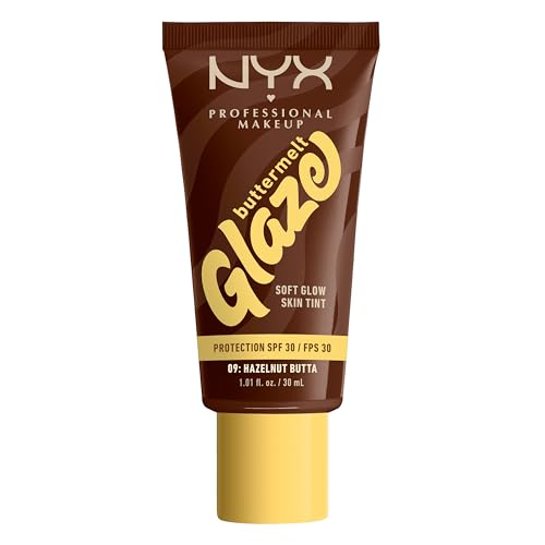Image of NYX Professional Makeup Skin Tint, Buttermelt Glaze Soft Glow Skin Tint for Face, with Niacinamide, Shea Butter and Mango Butter, with Up To 12 Hour Wear and SPF 30, Shade: Hazelnut Butta