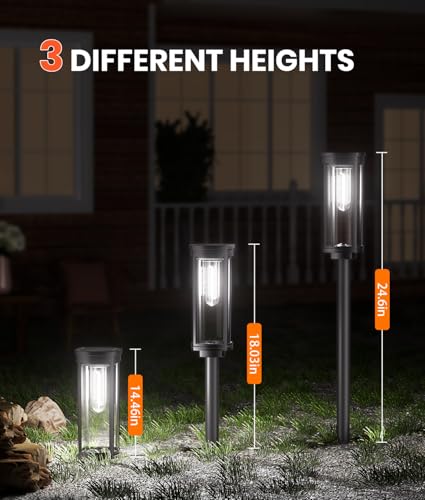 Image of NEWMESSI Solar Pathway Lights Outdoor, IP65 Waterproof Solar Garden Lights for Outside Lighting, Yard Path Lawn Walkway Driveway Landscape (Round Cool White, 4 Pack)