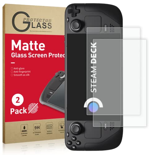 Ambison 2 Pack Matte Glass Screen Protector for Steam Deck 7.0''/Steam Deck OLED 7.4'', Anti Glare...