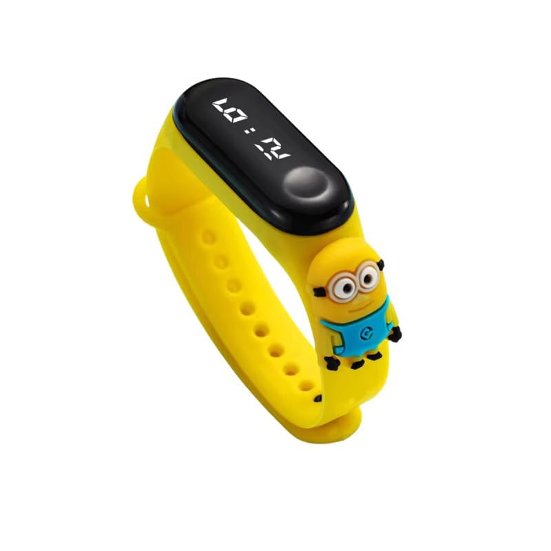 Image of Digital Dial Waterproof Stylish & Fashionable Wrist Smart Watch LED Band for Kids, Colorful Cartoon for Boys & Girls (Removable Silicon Strap) (Yellow Minion)