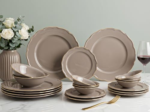 Image of Bodhi House 20-Piece Gold Rim Porcelain Dinner Set | Plates & Bowls Set | Lightweight, Chip Resistant, | Dishwasher Safe | Ideal for Home Dining & Gifting Tableware Set | Teal
