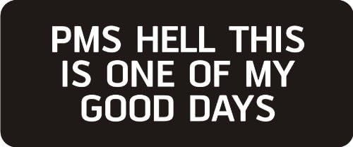 3 - PMS Hell This is One of My Good Days 1 1/4" x 3" Hard Hat Biker Helmet Stickers Bs460
