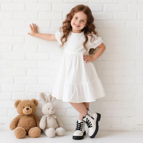 Sonsage Boy Girl Ankle Boots Waterproof Non-Slip Leather Chelsea Boots Little Kids Toddler Snow Winter Combat Ankle Work Booties Size US 5.5-9.52