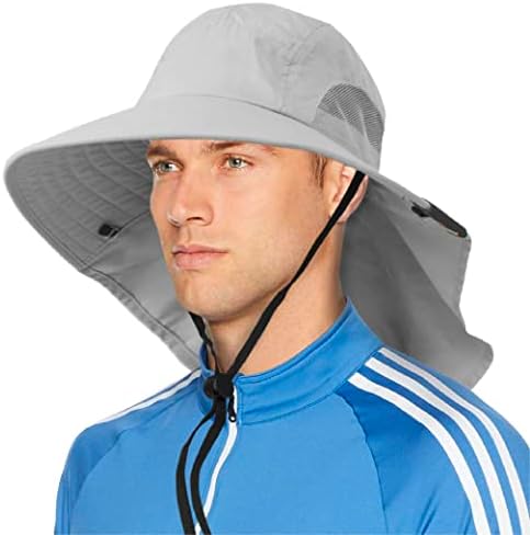 SUN CUBE Wide Brim Sun Hat with Neck Flap for Men Women, UPF50+ Fishing