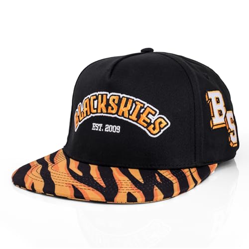 Blackskies® Beast Mode Snapback Cap | Damen Herren Baseball Mütze Kappe Basecap Schwarz Orange Tiger Katze Savanne Cap - Männer Frauen Unisex Streetwear Outdoor Sommer Freizeit