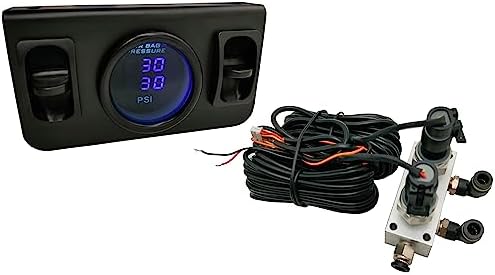 in Cab Dual Air Gauge Control Kit with Digital Paddle Switch for Air Pressure Sensor Control of Air Suspension Kit (Blue)