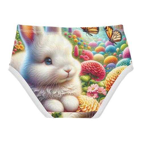 Cute Bunny Colorful Flowers Toddler Underwear Floral 2t Cotton Little Girl Panties Fun Print Briefs Undies Kids2