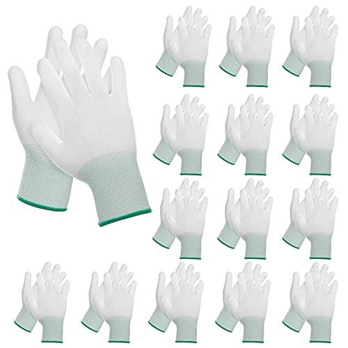 Miayon 15 Pairs Quilting Gloves Machine Quilting Gloves for Free-Motion Quilting White Nylon Sewing Gloves for Sewing Quilters (Green, Medium)