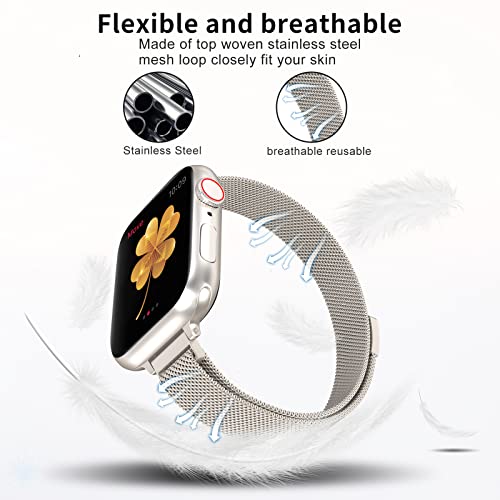 Image of for Apple Watch Band Series Ultra SE 8 7 6 5 4 3 2 1 38mm 40mm 41mm 42mm 44mm 45mm 49mm, Stainless Steel Slim & Thin Mesh Magnetic Clasp Strap Women and Girl Replacement Band for iWatch