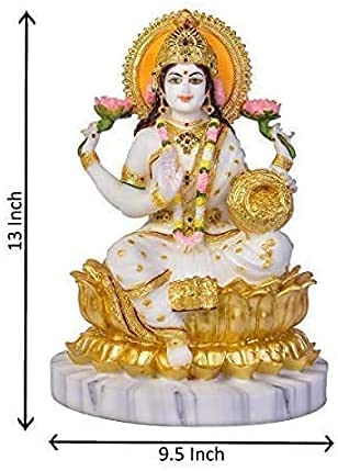 Krisha Krafts Laxmi Idol Murti Statue pour chambre Pooja Blanc et doré – vue 2