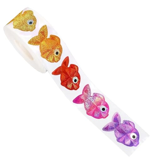 Pegatinas de peces, calcomanías adhesivas, 500 hojas, pegatinas de peces de recompensa para maestros, para niños y niñas, scrapbooking