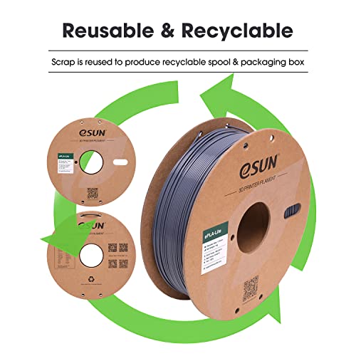 Image of eSUN PLA Filament 1.75mm, High Toughness 3D Printer Filament Upgraded PLA Filament, Dimensional Accuracy + /- 0.03mm, 1KG Cardboard Spool (2.2 LBS) 3D Printing Filament for 3D Printers, Grey